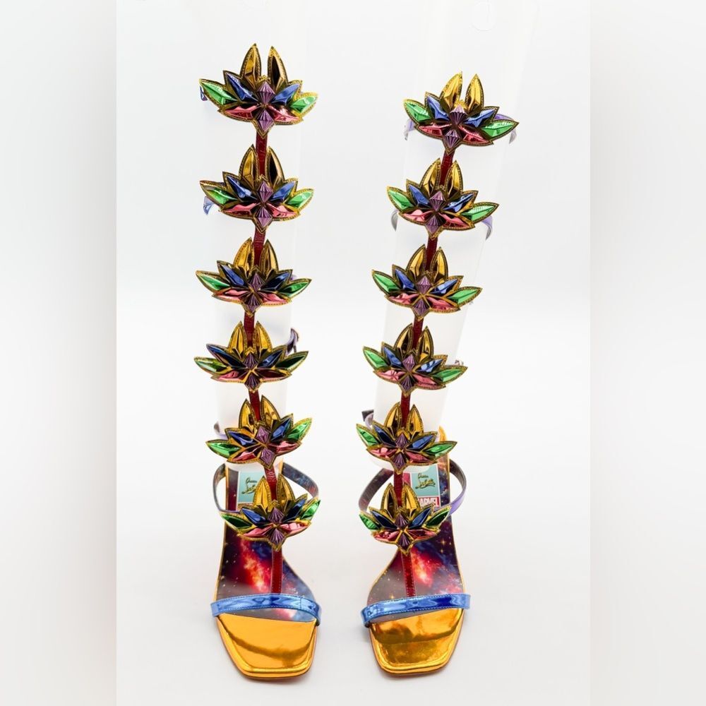 Christian Louboutin Marvel Sea Warrior Gladiator Knee High Sandal Metallic EU 39 - Picture 3 of 15